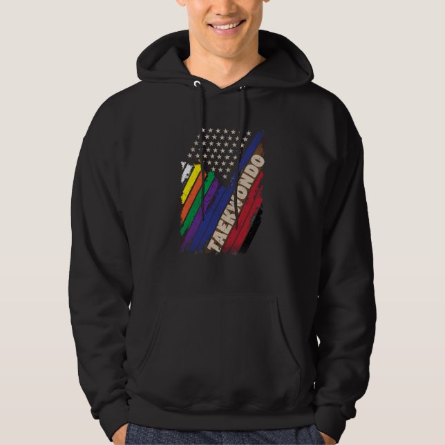 American Flag White Black Belt Colors Hoodie (Vorderseite)