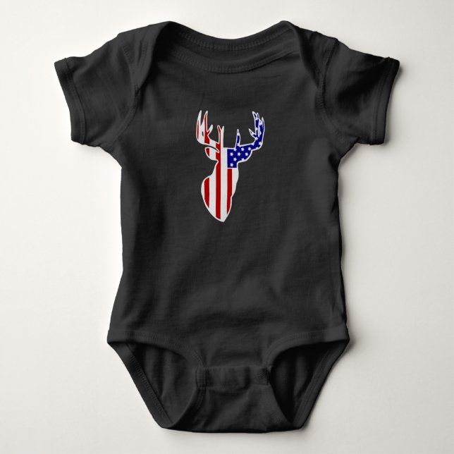 American Flag Whitetail Buck Baby Strampler (Vorderseite)