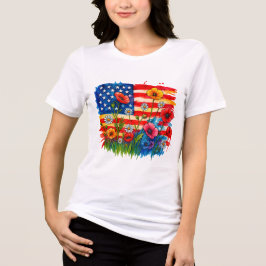 American Flag & Wildblumen - Patriotic Tri-Blend Shirt