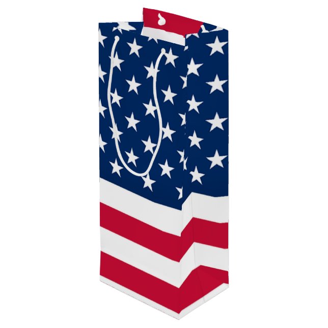 American Flag Wine Gift Bags Geschenktüte Für Weinflaschen (Rückseite Schrägansicht)