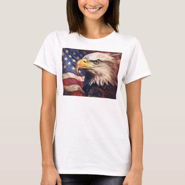 American Flag with Bald Eagle Head T-Shirt (Vorderseite)