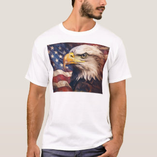 American Flag with Bald Eagle Head T-Shirt