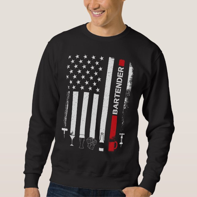 American Flag With Bartender  For Women Men Sweatshirt (Vorderseite)