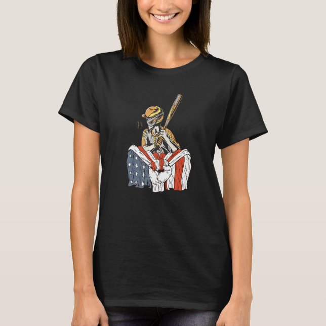 American Flag with Baseball player Premium T-Shirt (Vorderseite)