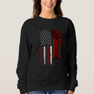 American Flag with Car Motor Pistole Novelty Graph Sweatshirt