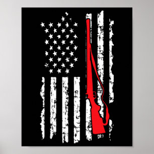 American Flag Women Men Shotgun Jagd Poster