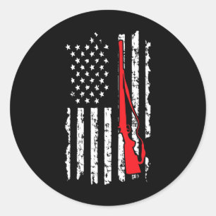 American Flag Women Men Shotgun Jagd Runder Aufkleber