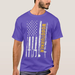 American Flag Woodturner Tischler witziger Holzsch T-Shirt