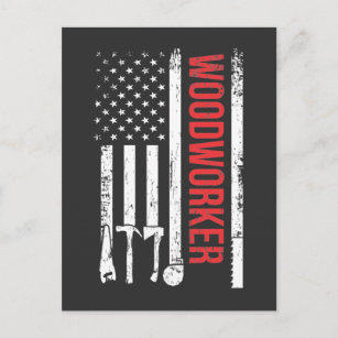 American Flag Woodworker Carpenter Tools Handwerke Postkarte