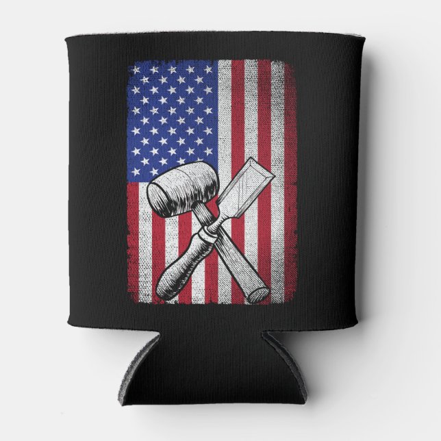 American Flag Woodworker Carpenter Woodwork Dosenkühler (Vorderseite)