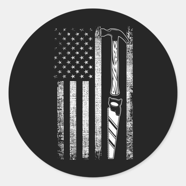 American Flag Woodworker USA Carpenter Runder Aufkleber (Vorderseite)