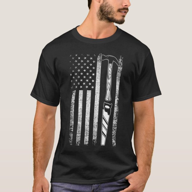 American Flag Woodworker USA Carpenter T-Shirt (Vorderseite)