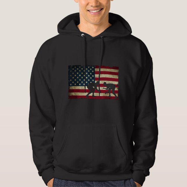 American Flag Wrestling - Cool USA Wrestle for Fan Hoodie (Vorderseite)