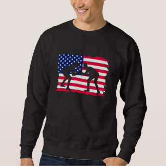 American Flag Wrestling Wrestler Wrestling Fan Sweatshirt