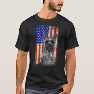 American Flag Yorkshire Terrier Dog Vater Mama Pup T-Shirt
