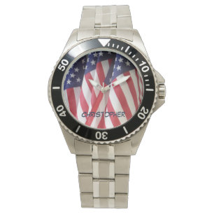 American Flags Armbanduhr, Personalisierter Name Armbanduhr