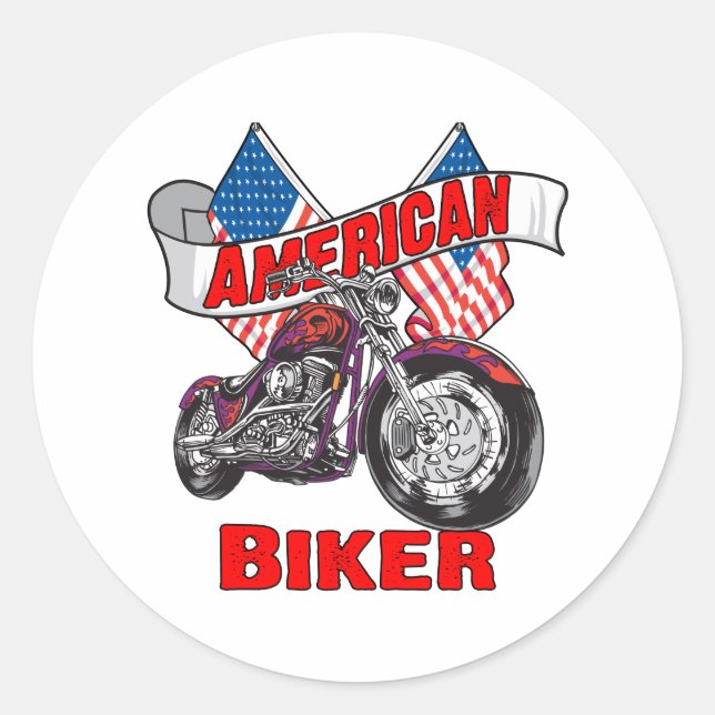 American Flags Biker Runder Aufkleber (Vorderseite)