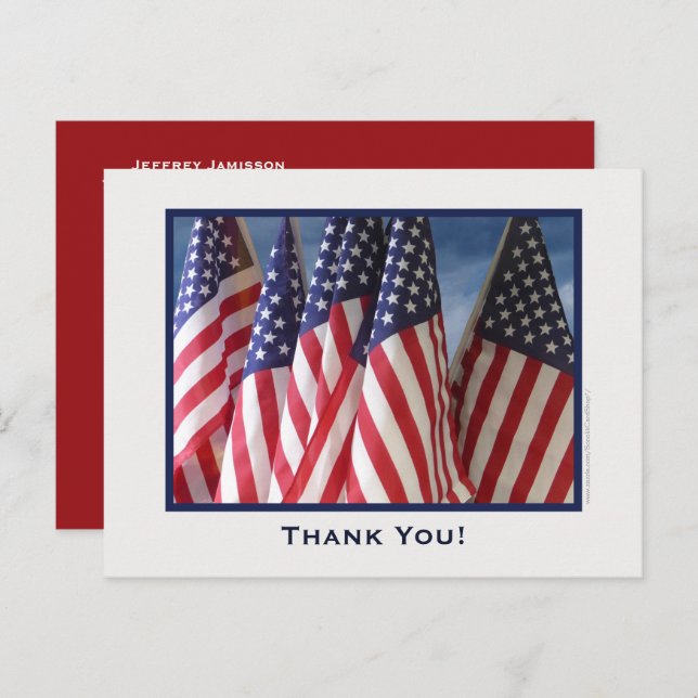 American Flags Danke Postcard Postkarte (Vorne/Hinten)