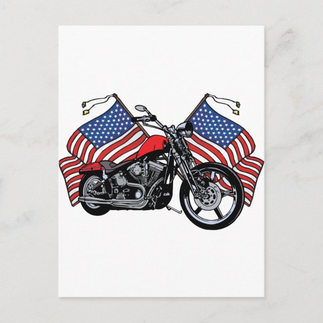 American Flags Motorrad Postkarte (Vorderseite)