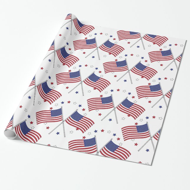American Flags Thunder_Cove Patriotic 4. Juli Geschenkpapier (Ungerollt)