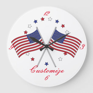 American Flags Thunder_Cove Patriotic 4th of July Große Wanduhr