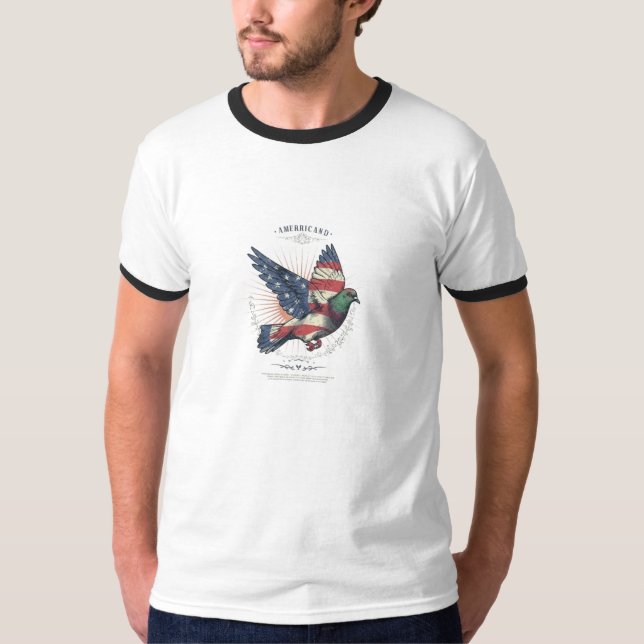 American Flying Pigeon Flying Disk mit Background T-Shirt (Vorderseite)