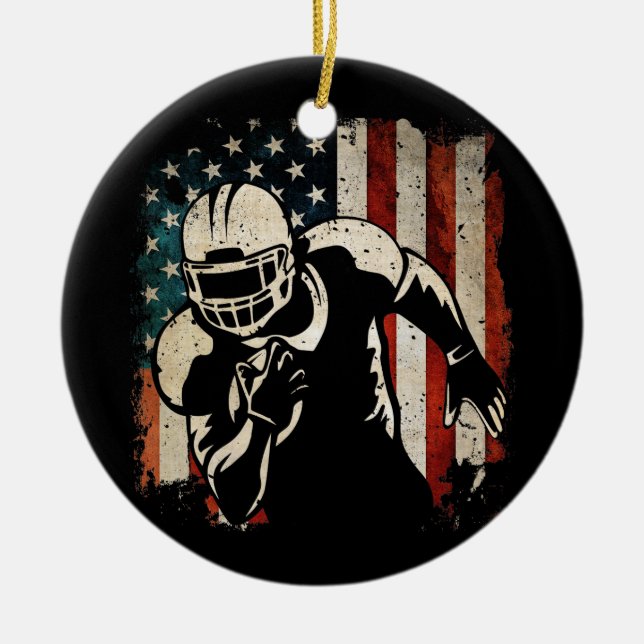 American Football 4. Juli American Flag Patriotic Keramik Ornament (Vorne)