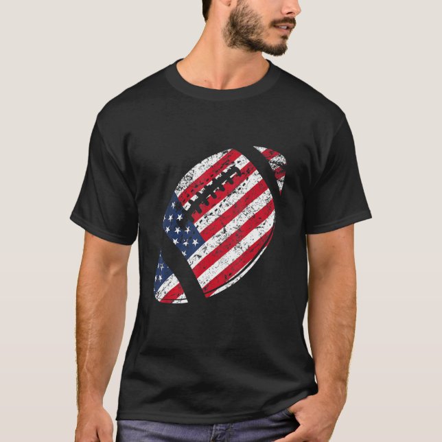 American Football 4th July American Flag Patriotic T-Shirt (Vorderseite)