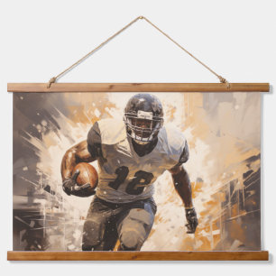 American Football Action Sport Painting Abstrakt Wandteppich Mit Holzrahmen