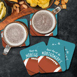 American Football Aqua<br><div class="desc">Die Untersetzer sind mit einem American Football auf Aqua und den Begriffen "It's Game Day!" und Ihrem Nachnamen versehen. Mehr Farben und passende Artikel in unserem Shop.</div>