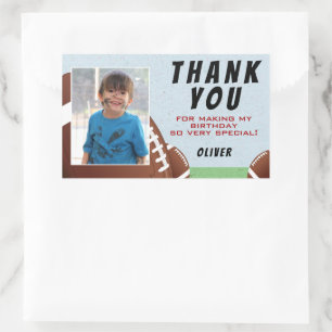 American Football Ball Birthday Danke Foto Rechteckiger Aufkleber