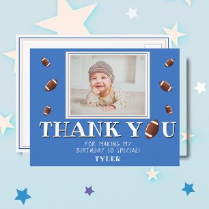 American Football Ball Birthday Foto Vielen Dank Postkarte