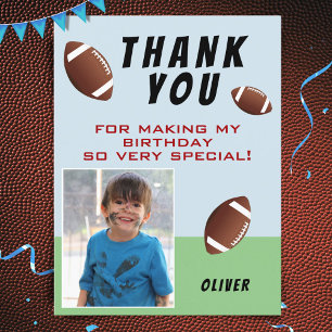 American Football Ball Birthday Foto Vielen Dank Postkarte