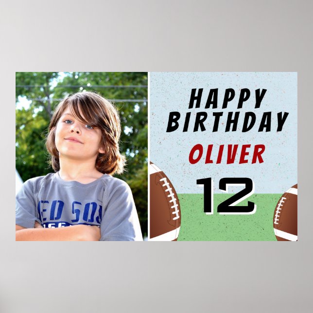 American Football Ball Birthday Party Foto Poster (Vorne)