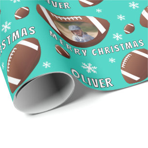 American Football Ball Frohe Weihnachts-Foto Geschenkpapier