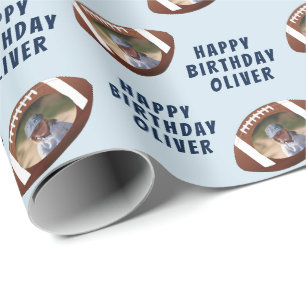 American Football Ball Happy Birthday Boy Foto Geschenkpapier