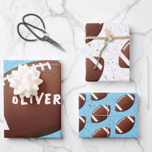 American Football Ball Muster Kindergeburtstag  Geschenkpapier Set