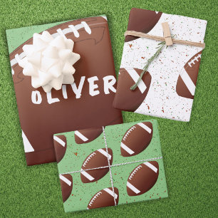 American Football Ball Muster Kindergeburtstag  Geschenkpapier Set