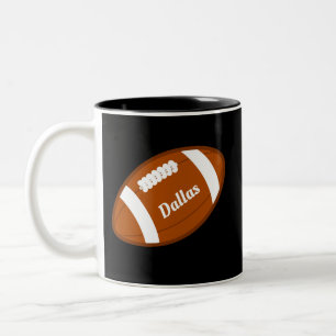 American Football Ball on Black Zweifarbige Tasse