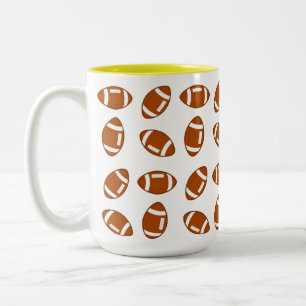 American Football Ball Pattern auf Weiß Zweifarbige Tasse