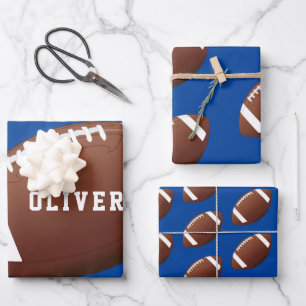 American Football Ball Pattern Kids Geschenkpapier Set