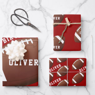 American Football Ball Pattern Kids Geschenkpapier Set