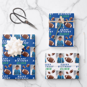 American Football Ball Sport Kinder Geburtstagsfot Geschenkpapier Set