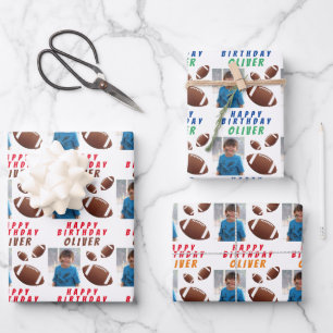 American Football Ball Sport Kinder Geburtstagsfot Geschenkpapier Set