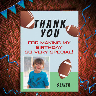 American Football Ball Sports Kids Birthday Photo Dankeskarte