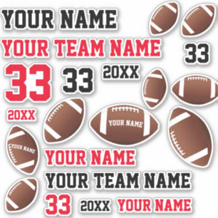 American Football Ball Team Name Number Kids Aufkleber
