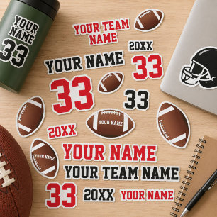 American Football Ball Team Name Zahl Kinder Aufkleber
