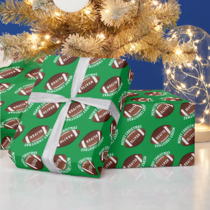 American Football Bälle Name Grün Weihnachten Geschenkpapier