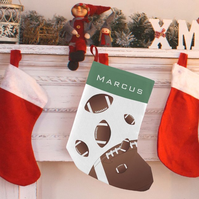 American Football Balls Green Kids Name Kleiner Weihnachtsstrumpf (Von Creator hochgeladen)