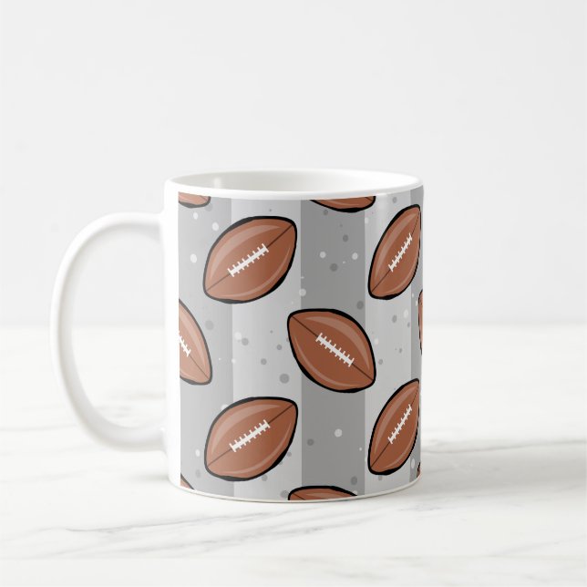 American Football Balls - Muster auf Grau Kaffeetasse (Links)